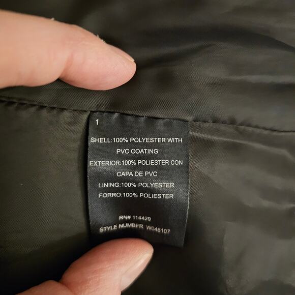 Freda M Brown Faux Leather Moto Jacket Gold Zip Pockets Vegan PVC Lined - Picture 11 of 13